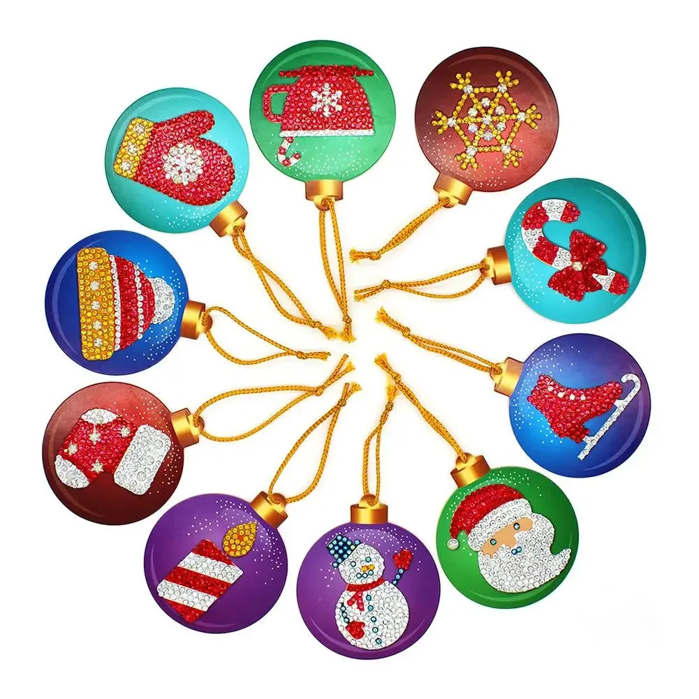 5/10Pcs/set Christmas Decor Diamond Painting Pendant Special-shaped Drill 5D DIY Hanging Ornament Spot Drill Cartoon Single Side