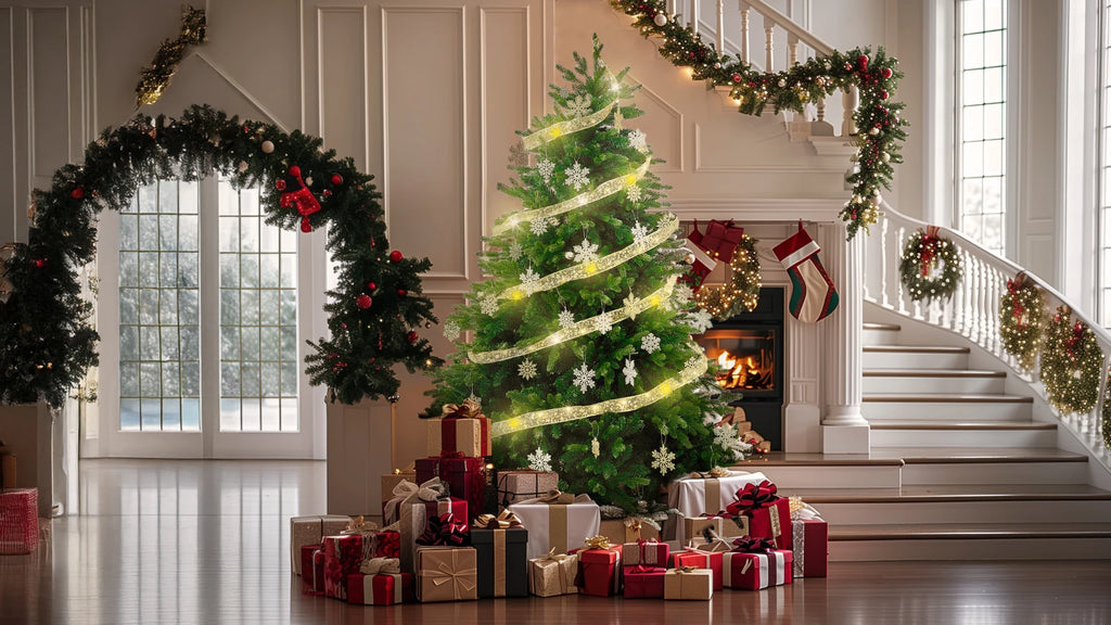 Christmas Tree Decorations String Lights 40ft 100 LED Lights Copper Wire Ribbon Lights for Party Wedding Holiday Battery Powered