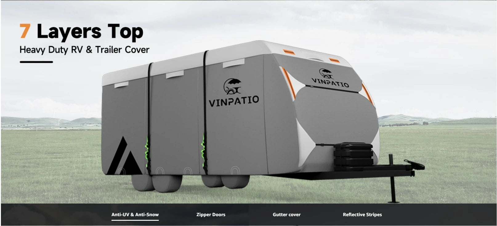 Travel Trailer RV Cover: 7 Layers Heavy Duty RV & Trailer Cover, Toy Hauler Cover r with 4 Tire Cover